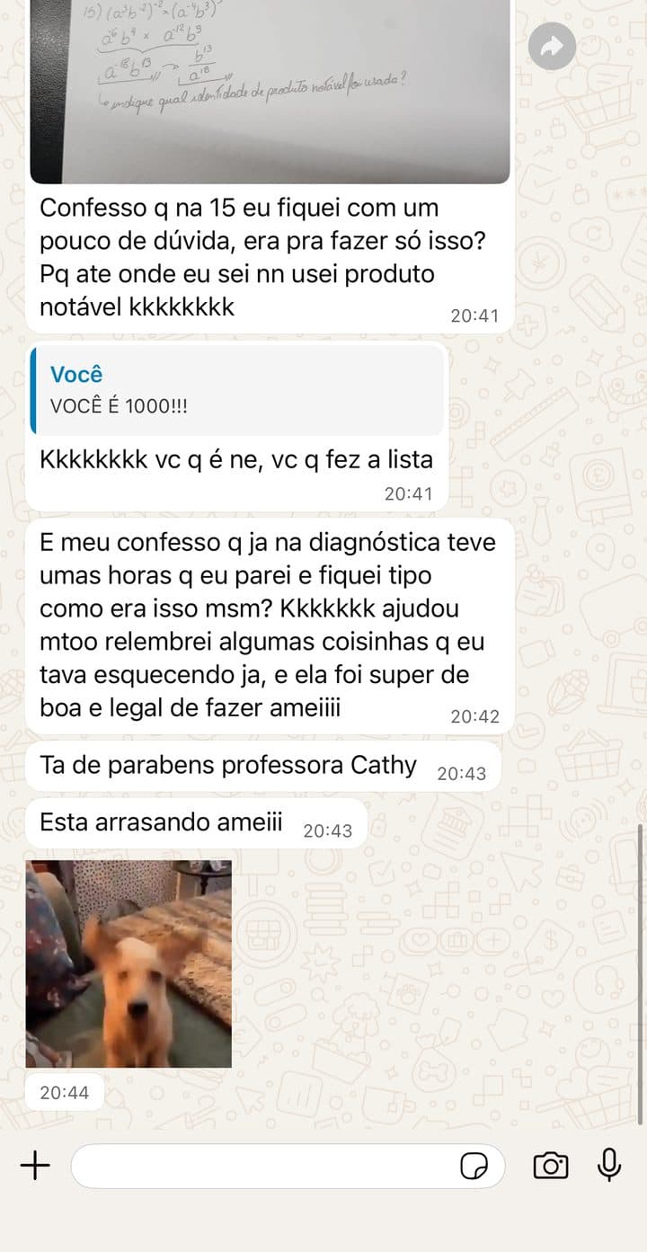 Aluna contando que a lista ajudou a relembrar a base